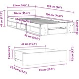 vidaXL Posteljni okvir s predalom beton. siv 90x190 cm inženirski les | Shoptok.si