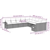  10-dijelni set vrtnih sofa poliratan s jastucima svijetlosivi | shoptok.hr