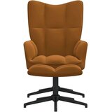 Stol za sproščanje s stolčkom rjav žamet, (20958059) | Shoptok.si