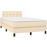  Box spring postelja z vzmetnico LED krem 120x200 cm blago, (20725139) | Shoptok.si