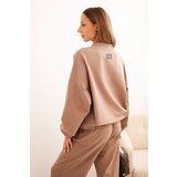 Polski Women's cotton set with wide leg pants and zip-up sweatshirt fango | Shoptok.si