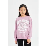 Defacto Girl Relax Fit Crew Neck University Printed Sweatshirt