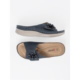 SEASTAR Navy blue women's flip-flops with a decorative flower | Shoptok.si