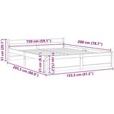  Posteljni okvir črn iz trdnega lesa 150x200 cm 5FT, (20644050) | Shoptok.si