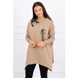 Kesi Oversize sweatshirt with camel asymmetrical sides Cene