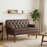 vidaXL Ljubavni kauč s gumbima Smeđa 120 x 65 x 77 cm Umjetna koža Cijene