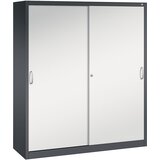 C+P ACURADO omara z drsnimi vrati, 8 polic, VxŠxG 1950 x 1600 x 500 mm, črno sive / svetlo sive barve | Shoptok.si