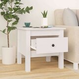 vidaXL Stranska mizica bela 40x40x39 cm trdna borovina | Shoptok.si