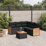 vidaXL Vrtna sedežna garnitura 6-delna z blazinami črna poli ratan | Shoptok.si
