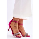 Boto Suede High Heel Sandals With Rhinestones Fuchsia Moments | Shoptok.si