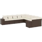 Maison Chic Seti vrtnega pohištva - Vrtna garnitura - Vrtni pohištvo set 10-delna z blazinami rjava poli ratan, (21811629) | Shoptok.si