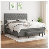  Box spring postelja z vzmetnico temno siva 160x200 cm blago | Shoptok.si