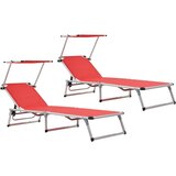 The Living Store Zložljiv ležalnik s streho 2 kosa aluminij in tekstil rdeč - Ležanik, (21483157) | Shoptok.si