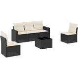  The Living Store Vrtna sedežna garnitura 6-delna z blazinami črna poli ratan - Vrtna Sedežna Garniture, (21447715) | Shoptok.si