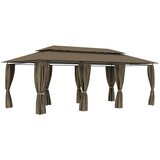  Sjenica sa zastorima 600 x 298 x 270 cm smeđe-siva 180 g/m² | shoptok.hr