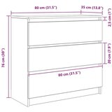  Komoda rjavi hrast 80x35x76 cm inženirski les | Shoptok.si