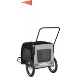 Prikolica za bicikl za ljubimce crno-siva od tkanine i željeza | Shoptok.si