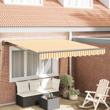 vidaXL Retraktilna tenda Rumena in Bela 300x250 cm Poliester in kovina | Shoptok.si