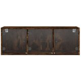 vidaXL Stenska omarica s steklenimi vrati dimljen hrast 102x37x35 cm | Shoptok.si