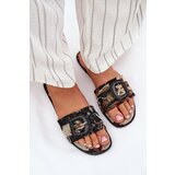 Boto Flat Women's Slippers With Decorative Buckle Black Clariola | shoptok.hr