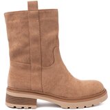 Shelvt Minimalist camel ankle boots made of soft suede Cene