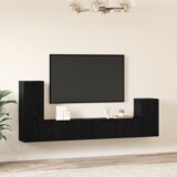 vidaXL TV Kabinet za Zid s policom s pohranom s vratima 4 pcs Crni hrast Konstruirano drvo | shoptok.hr