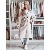 DStreet Płaszcz damski długi z paskiem SLIMFOTA biały | shoptok.hr