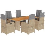  The Living Store Vrtna jedilna garnitura 7-delna z blazinami bež poli ratan - Vrtna Jedilna Garnitura, (21451570) | Shoptok.si