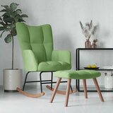 vidaXL gugalni stol s stolčkom svetlo zelen žamet | Shoptok.si