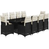 vidaXL 11-dijelni vrtni bistro set od poliratana s jastucima crni | shoptok.hr