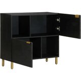 vidaXL Komoda črn 80x33x75 cm inženirski les | Shoptok.si