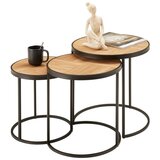 Premium Living set klubskih mizic can, črna kovina, bambus, 3-Delno Cene