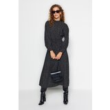 Trendyol Black Polka Dot Knitted Dress with Gipe Detail on the Waist | Shoptok.si