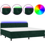  box spring s madracem LED tamnozeleni 200x200 cm baršun | shoptok.hr