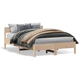 vidaXL Posteljni okvir z vzglavjem 140x200 cm trdna borovina Cene