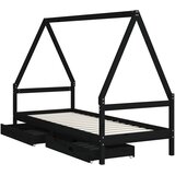  Okvir za dječji krevet s ladicama crni 90 x 190 cm od borovine | shoptok.hr
