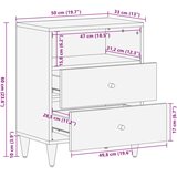  Noćni ormarić 50 x 33 x 60 cm od masivnog drva manga | shoptok.hr