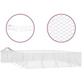 vidaXL Zunanja pasja ograda s streho srebrna 10x8x2,5m pocinkano jeklo | Shoptok.si