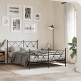  Metalni okvir kreveta uzglavlje i podnožje crni 140x200 cm | shoptok.hr