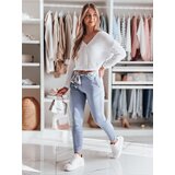 DStreet Spodnie damskie materiałowe chinosy z paskiem ROSSALI błekitne | Shoptok.si