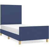 vidaXL Posteljni okvir z vzglavjem moder 90x200 cm blago, (20902793) Cene