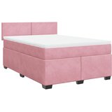  Krevet s oprugama i madracem ružičasti 140x190 cm baršunasti | shoptok.hr