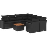  9-dijelni set vrtnih sofa s jastucima crni od poliratana Crna 66 x 62 x 69 cm | Shoptok.si