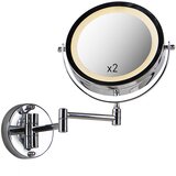 QAZQA Dizajn stensko ogledalo krom z LED temno do toplo nastavljivo IP44 - Vicino | Shoptok.si