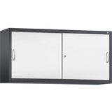 C+P ACURADO zgornja omarica z drsnimi vrati, 2 polici, VxŠxG 790 x 1600 x 400 mm, črno sive / prometno bele barve | Shoptok.si