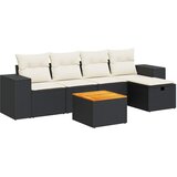 Maison Chic Seti vrtnega pohištva - Vrtna garnitura - Vrtni pohištvo set 6-delna z blazinami črna poli ratan, (21807767) | Shoptok.si