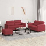  3-dijelni set sofa s jastucima boja vina od umjetne kože | shoptok.hr