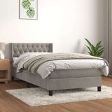 Box spring postelja z vzmetnico svetlo siv 90x190 cm žamet, (20901724) Cene