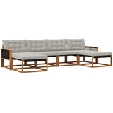 vidaXL Zunanja garnitura za sedenje 6 pcs Naravna in svetlo siva, (5000281472) | Shoptok.si