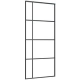 Furnova Drsna vrata mlečno ESG steklo in aluminij 90x205 cm črna, (21945095) | Shoptok.si